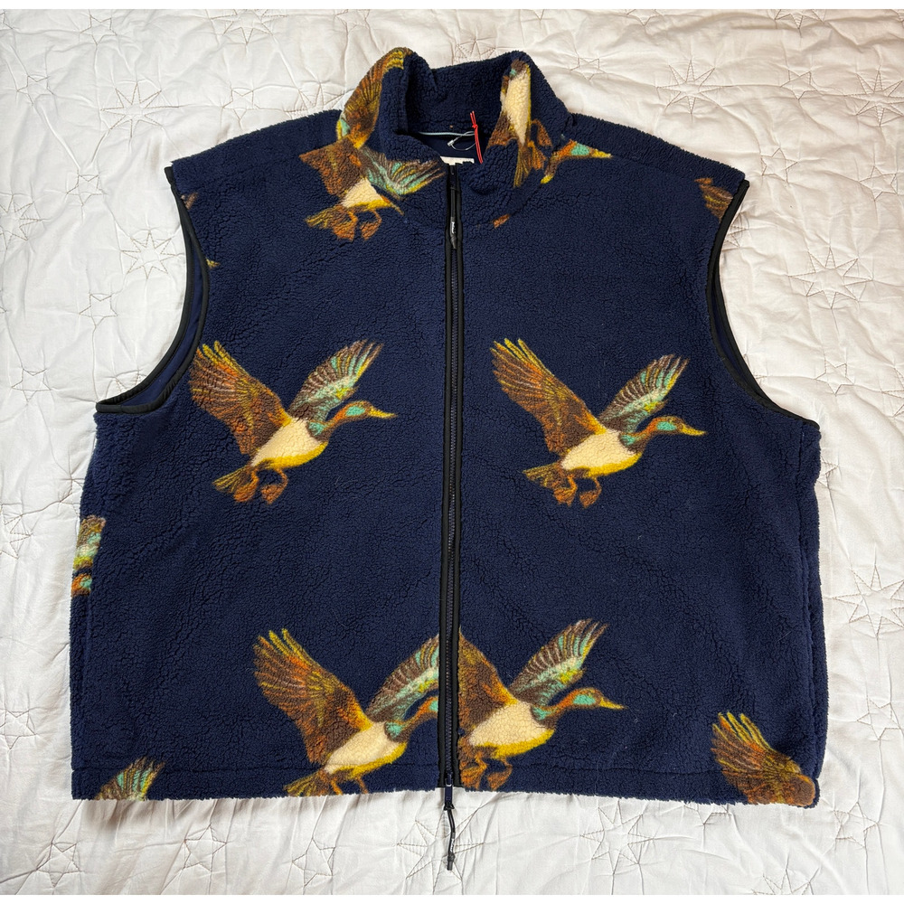 NWOT Target x Woolrich Adult Duck Print Fleece Vest Navy Size M